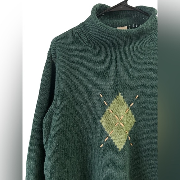 High Sierra wool blend green cowl neck knit sweater - Picture 2 of 4